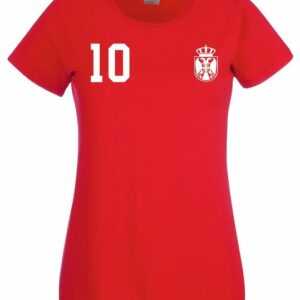 Youth Designz T-Shirt "Serbien Damen T-Shirt im Fußball Trikot Look" mit trendigem Motiv