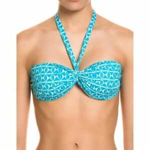 beach panties Strandtop "beach panties Wailea Bikini-Top niedliche Damen Bandeau-BH mit Retro-Muster Bikini-Oberteil Blau"
