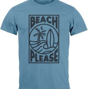 Neverless Print-Shirt Herren T-Shirt Beach Please Surfing Surfboard Wave Welle Sommer Print mit Print