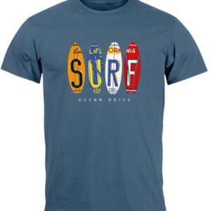 Neverless Print-Shirt Herren T-Shirt Print Surfboards California Surfing Ocean Drive Sommer mit Print