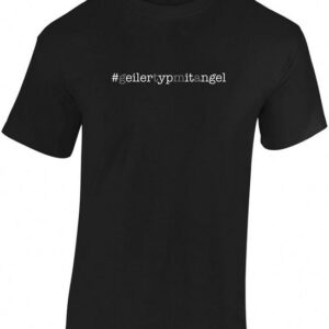 Baddery Print-Shirt Angel T-Shirt - Geiler Typ mit Angel - Angler Geschenke Angelkleidung, hochwertiger Siebdruck, auch Übergrößen, aus Baumwolle