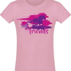 Baddery Print-Shirt Best Friends - Mädchen Pferde T-Shirt - Beste Freunde - Geburtstag, hochwertiger Siebdruck, aus Baumwolle