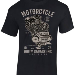 Baddery Print-Shirt Biker Shirt: Dirty Garage - Motorrad T-Shirt, hochwertiger Siebdruck, auch Übergrößen, aus Baumwolle