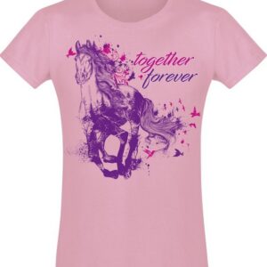 Baddery Print-Shirt Together Forever - Mädchen Pferde T-Shirt - Geburtstag Geschenk Reiten, hochwertiger Siebdruck, aus Baumwolle
