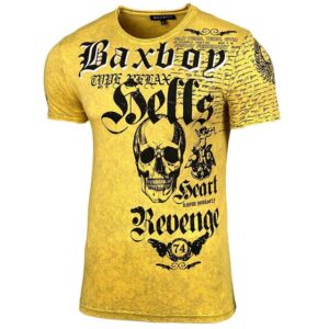 Baxboy T-Shirt Baxboy T-Shirt Oil Washed Totenkopf mit All-Over Print