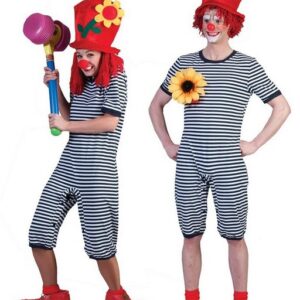 Funny Fashion Clown-Kostüm Ringel Badeanzug zum Clownskostüm für Erwachsene
