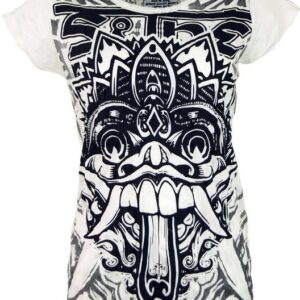 Guru-Shop T-Shirt Sure T-Shirt Bali Dragon - weiß Festival, Goa Style, alternative Bekleidung