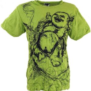 Guru-Shop T-Shirt Sure T-Shirt Happy Buddha - lemon Goa Style, Festival, alternative Bekleidung
