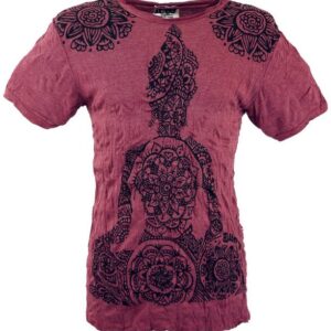 Guru-Shop T-Shirt Sure T-Shirt Mandala Buddha - bordeaux Goa Style, Festival, alternative Bekleidung