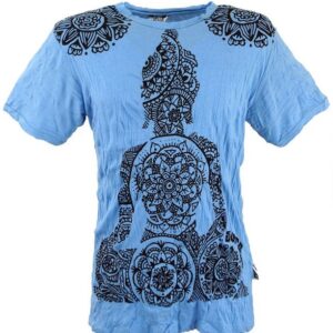 Guru-Shop T-Shirt Sure T-Shirt Mandala Buddha - hellblau Goa Style, Festival, alternative Bekleidung