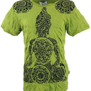Guru-Shop T-Shirt Sure T-Shirt Mandala Buddha - lemon Goa Style, Festival, alternative Bekleidung