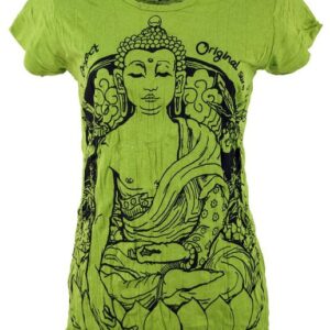 Guru-Shop T-Shirt Sure T-Shirt Meditation Buddha - lemon Festival, Goa Style, alternative Bekleidung