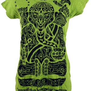 Guru-Shop T-Shirt Sure T-Shirt tribal Ganesh - lemon Festival, Goa Style, alternative Bekleidung