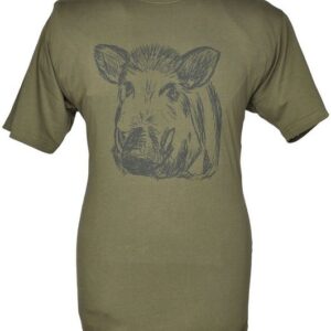 Hubertus® Hunting T-Shirt Jagd-T-Shirt Herren mit Motiv "Keilerkopf" oliv & schilf Jagdbekleidun