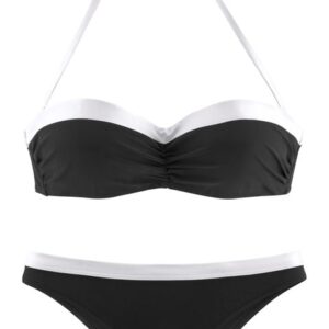 LASCANA Bügel-Bandeau-Bikini Damen schwarz-weiß Gr.36 Cup C