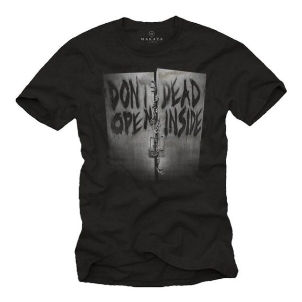 MAKAYA T-Shirt Herren Aufdruck Dead Inside T-Shirt Walking Zombie Motiv Männer mit Druck, aus Baumwolle