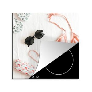 MuchoWow Herdblende-/Abdeckplatte Sommer - Bikini - Sonnenbrille, Vinyl, (1 tlg), 78x78 cm, Ceranfeldabdeckung, Arbeitsplatte für küche