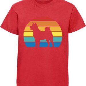 MyDesign24 Print-Shirt Kinder Hunde T-Shirt bedruckt - Retro Akita Bild Baumwollshirt mit Aufdruck, i236