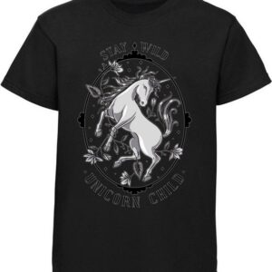 MyDesign24 Print-Shirt bedrucktes Kinder Mädchen Einhorn T-Shirt - Stay Wild Baumwollshirt mit Aufdruck, i204