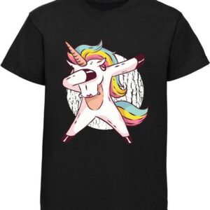 MyDesign24 Print-Shirt bedrucktes Kinder Mädchen Einhorn T-Shirt - dab Tanzmove Baumwollshirt mit Aufdruck, i206