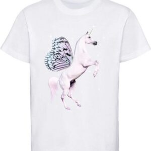 MyDesign24 Print-Shirt bedrucktes Kinder Mädchen T-Shirt - Einhorn mit Flügeln Baumwollshirt mit Aufdruck, i202