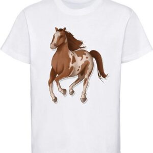 MyDesign24 Print-Shirt bedrucktes Kinder Mädchen T-Shirt - Galoppierendes Pferd Baumwollshirt mit Aufdruck, i177