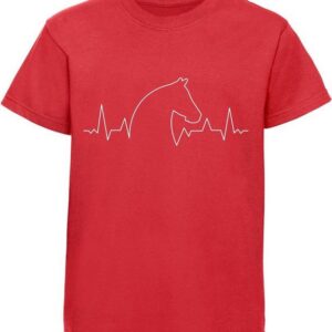 MyDesign24 Print-Shirt bedrucktes Kinder T-Shirt Herzschlaglinie mit Pferdekopf Baumwollshirt mit Aufdruck, i154