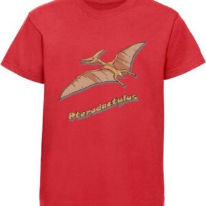MyDesign24 Print-Shirt bedrucktes Kinder T-Shirt mit Flugsaurier Pterodactylus Baumwollshirt mit Dino Aufdruck, schwarz, weiß, rot, blau, i55