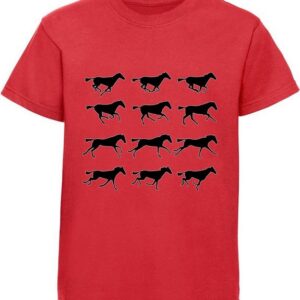 MyDesign24 Print-Shirt bedrucktes Mädchen T-Shirt - Silhouetten von Pferden Baumwollshirt mit Aufdruck, i173