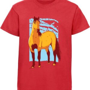 MyDesign24 Print-Shirt bedrucktes Mädchen T-Shirt elegantes Pferd Baumwollshirt mit Aufdruck, i155