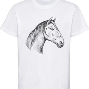 MyDesign24 Print-Shirt bedrucktes Mädchen T-Shirt gezeichneter Pferdekopf Baumwollshirt mit Aufdruck, i142