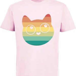 MyDesign24 Print-Shirt bedrucktes Mädchen T-Shirt mit Retro Kitty Aufdruck Baumwollshirt mit Katze, weiß, schwarz, rot, rosa, i128