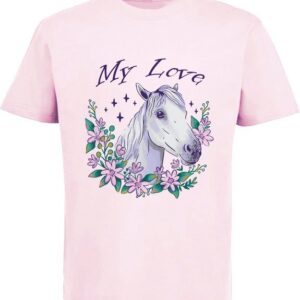 MyDesign24 Print-Shirt bedrucktes Pferde T-Shirt - My Love Baumwollshirt mit Aufdruck, i169