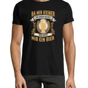 MyDesign24 T-Shirt Herren Fun Print Shirt - Oktoberfest Trinkshirt reicht mir ein Bier Baumwollshirt mit Aufdruck Regular Fit, i308