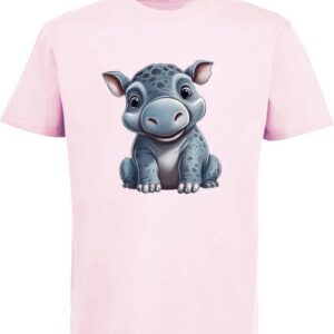 MyDesign24 T-Shirt Kinder Wildtier Print Shirt bedruckt - Baby Hippo Nilpferd Baumwollshirt mit Aufdruck, i265