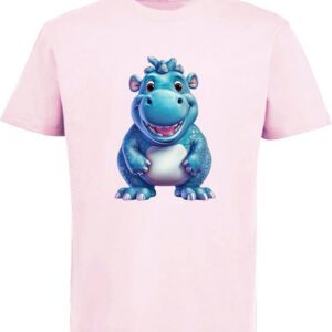 MyDesign24 T-Shirt Kinder Wildtier Print Shirt bedruckt - Baby Hippo Nilpferd Baumwollshirt mit Aufdruck, i274
