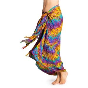 PANASIAM Pareo Sarong Wachsbatik Bunttöne aus hochwertiger Viskose Strandtuch, Strandkleid Bikini Cover-up Tuch für den Strand Schultertuch Halstuch
