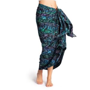 PANASIAM Pareo Sarong Wachsbatik dunkle Designs aus hochwertiger Viskose Strandtuch, Strandkleid Bikini Cover-up Tuch für den Strand Schultertuch Halstuch