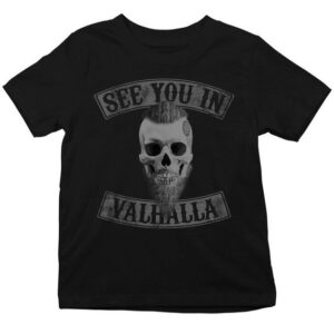 Quattro Formatee Kurzarmshirt See you in Valhalla Totenkopf mit Runen und Bart Kinder T-Shirt (1-tlg)