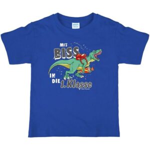 T-Shirt Total T-Shirt T-Rex mit Spruch Mit Biss in die 1. Klasse für Kinder
