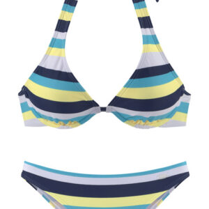 VENICE BEACH Bügel-Bikini Damen marine-gelb-gestreift Gr.36 Cup C
