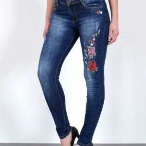 ESRA Skinny-fit-Jeans S100 Damen High Waist Jeans Skinny, Damen Röhrenjeans mit enger Beinform und hoher Leibhöhe, bis Übergröße / Plussize Große Größe, Damen enge Skinny Jeans mit Stretch und Hoch Bund