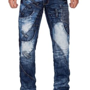 Kosmo Lupo 5-Pocket-Jeans Auffällige Hose KM130 mit Schriftzügen und Verzierungen