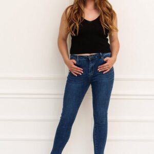 Lelü Fashion High-waist-Jeans Highwaist Jeans dunkelblau
