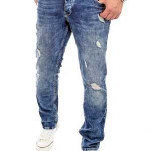 Reslad Slim-fit-Jeans Reslad Jeans-Herren Destroyed Look Slim Fit Stretch Denim Jeans-Hose Destroyed Look Slim Fit Jeans