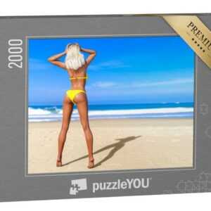puzzleYOU Puzzle Sexy Blondine im Bikini am Strand, 2000 Puzzleteile, puzzleYOU-Kollektionen Erotik