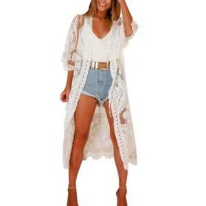 AFAZ New Trading UG Cardigan Damen Badeanzug Lange Strandkleid Blumenmuster Spitze Bikini Badeanzug (1-tlg)