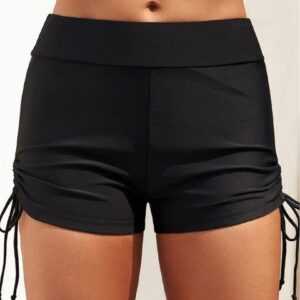 AFAZ New Trading UG Shorts Schwarzer Badeanzug mit Kordelzug für Damen, Boxershorts mit einfachem