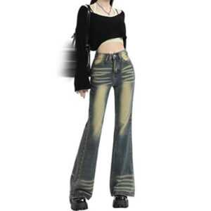 AFAZ New Trading UG Stretch-Jeans Damen Jeans lockere gerade ausgestellte Hose Bootcut-Jeans Jeanshose
