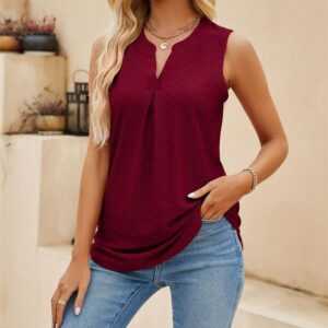 AFAZ New Trading UG T-Shirt Sommer-Damen-Weste, einfarbig, Loch, V-Ausschnitt, schlanke für Damen